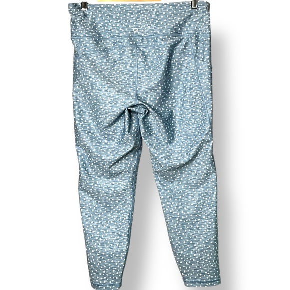 GAPFIT Blue White Polka Dot Blackout Print 7/8 Leggings 2 Leg, 1 Waist Pockets L - Picture 4 of 12